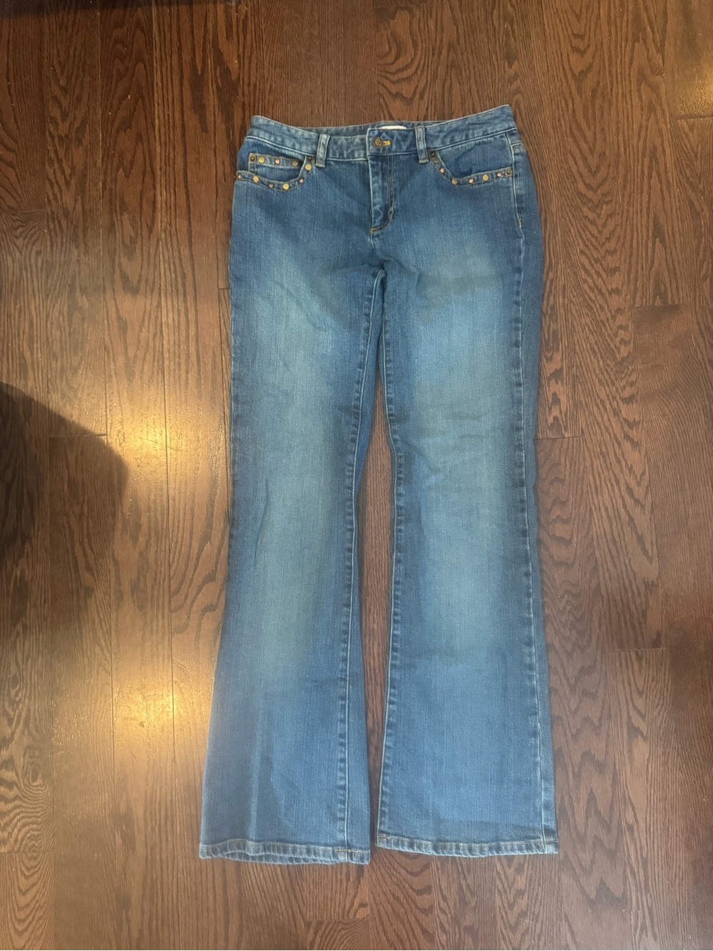 Michael Kors Studded Pocket Bootcut Jeans Size 6 Blue Denim Stretch